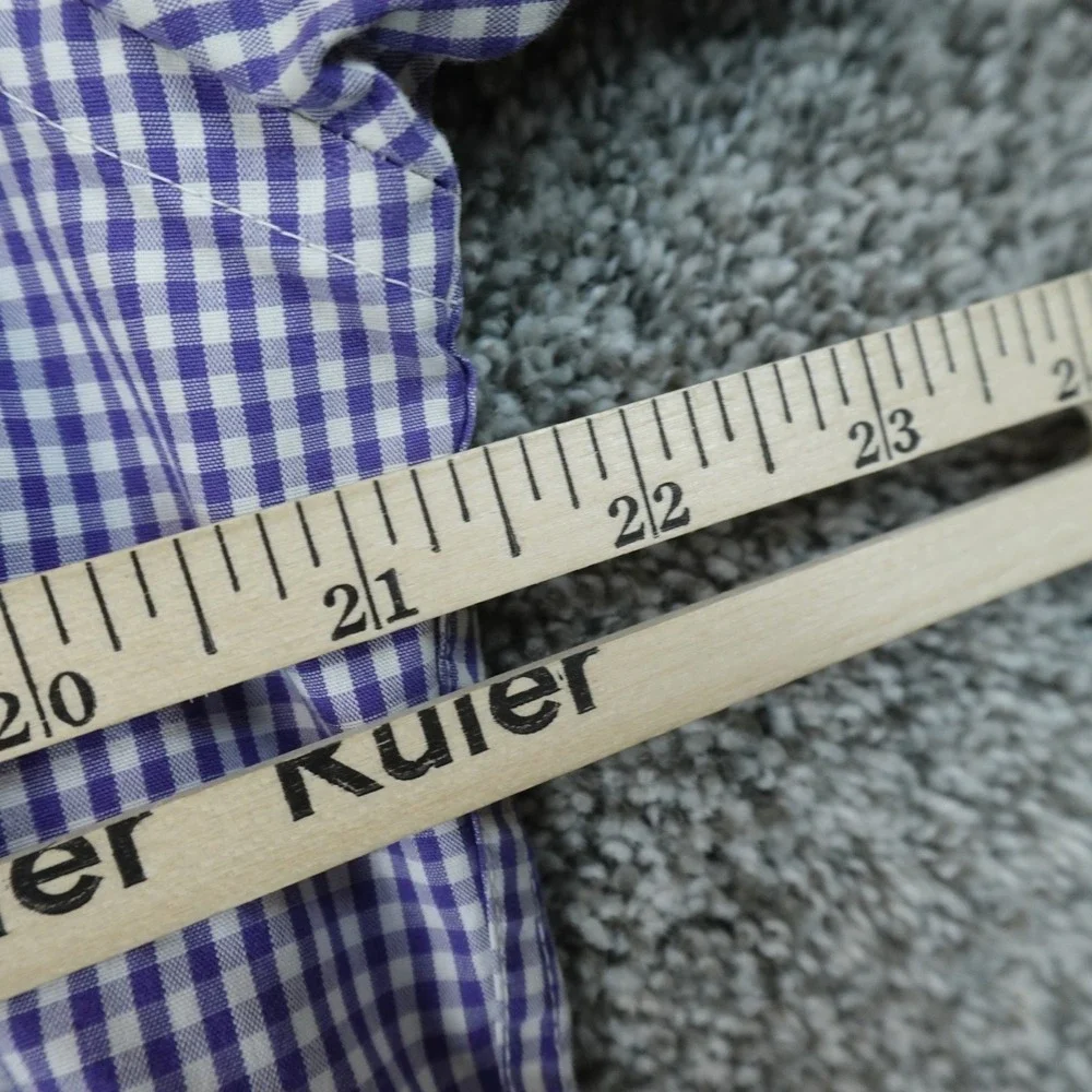 Banana Republic Shirt Mens L 16.5 35 Purple Gingham Slim Fit Button Up Dress Top